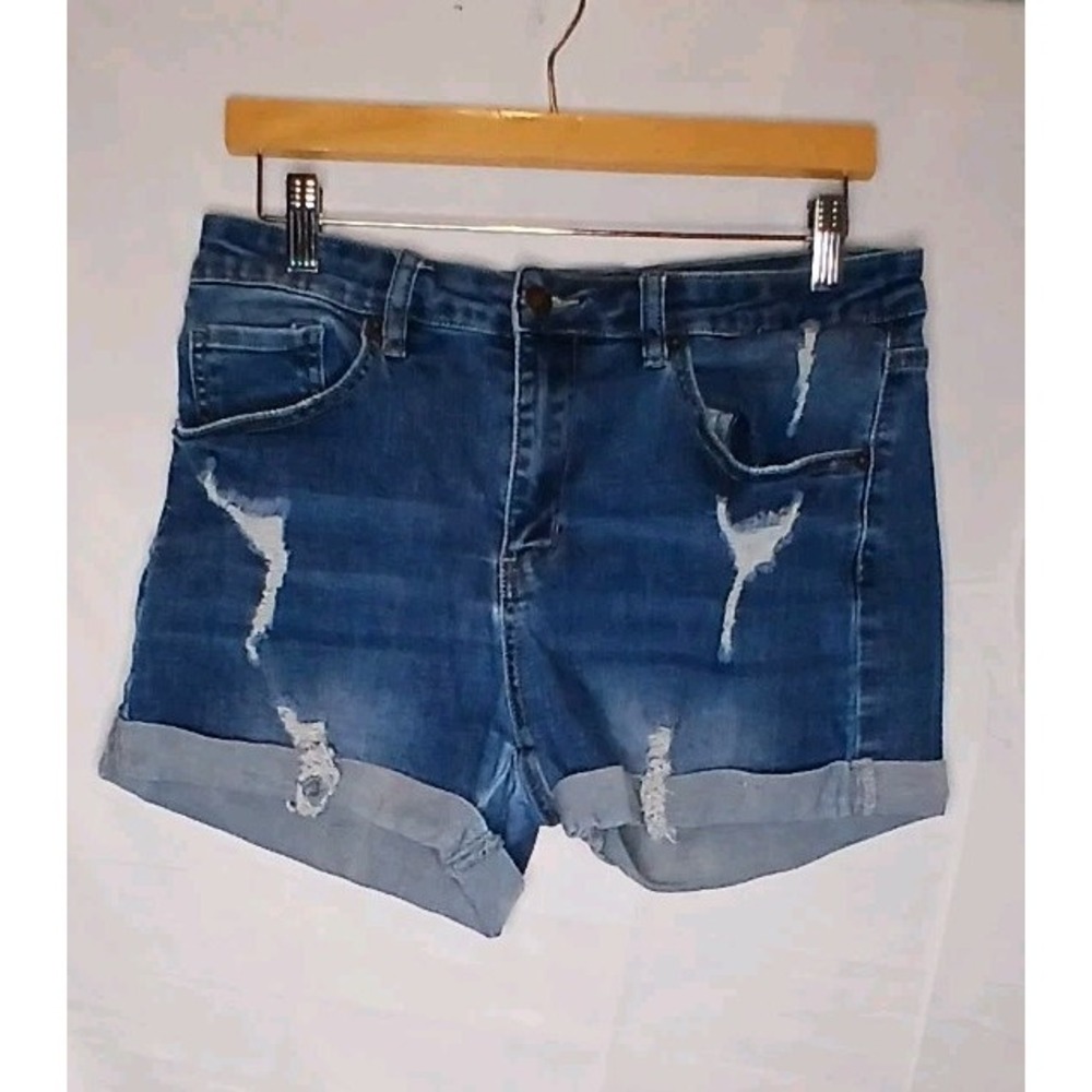 UNBRANDED Womens Distressed denim blue jean Shorts Size Large
